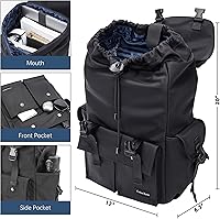 Vista 2 de Mochila negra para hombre, mochila para laptop de 16 pulgadas con compartimento para computadora, mochila delgada e impermeable con cordón