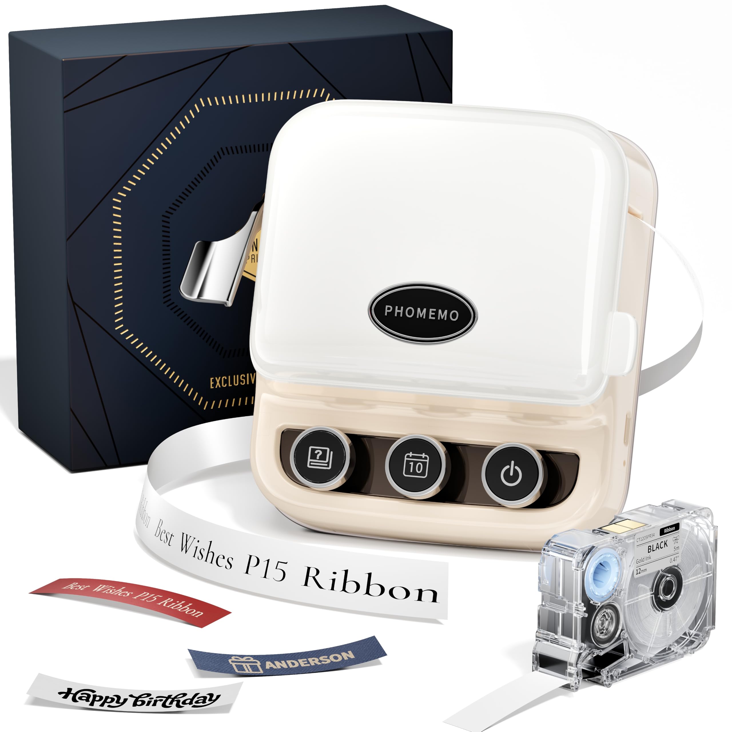 Phomemo P15 Ribbon Printer Machine Studio Ribbon Label Printer Ribbon Maker