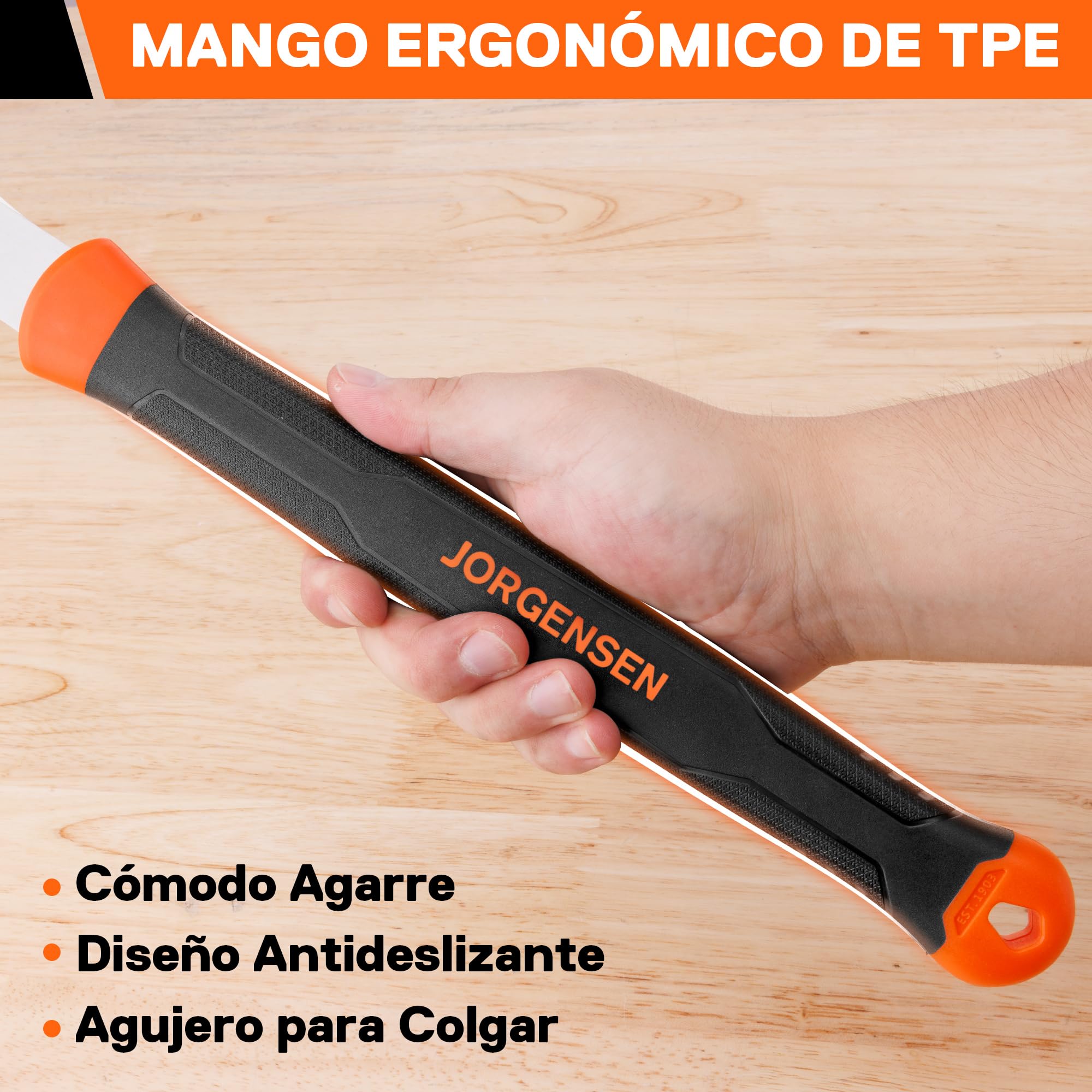 Jorgensen Sierra Japonesa Profesional de Doble Filo, Sierra de Mano con Hoja SK5 y Reemplazable, Sierra Madera con Mango Ergonómico de TPE, Perfecta para Trabajos de Madera