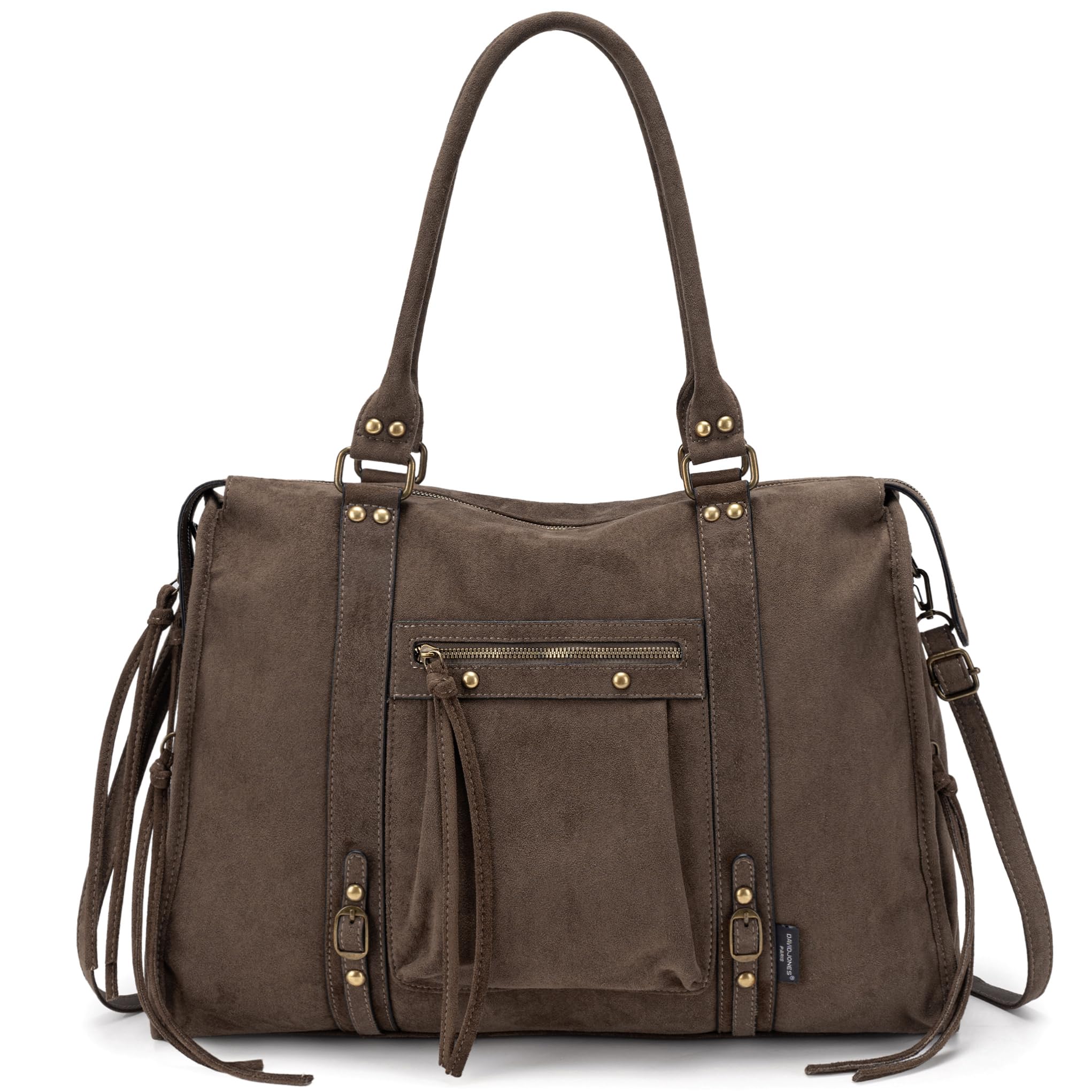David Jones - Damska torba na zakupy, zamsz, duża torebka w stylu vintage