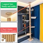 Floor to Ceiling Cat Tree Height (50-120 in) Adjustable Cat Tower 5 Tier Hemp Scratching Post High Cat Tree Sturdy Cat Activity Tree Indoor Outdoor Cat Scratching Post