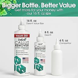 DeEnti Callus Remover for Feet, Extra Strength Foot Callus Remover Gel, 16oz Salon Grade Home Pedicure Supplies for Dry Skin, Cracked Heel, Professional Strength Foot Care, Cool Mint