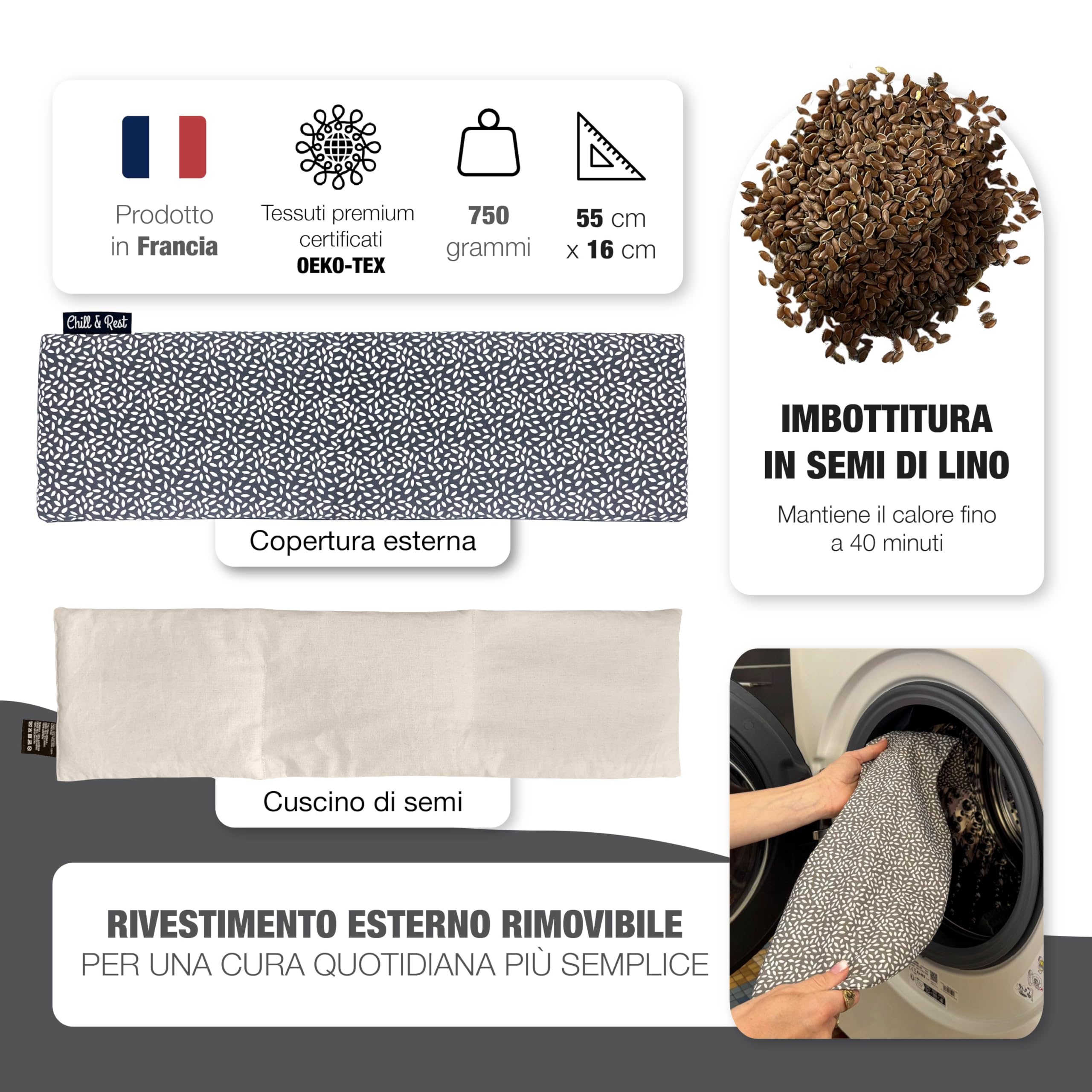 Chill&Rest - Cuscino termico microonde - cuscino riscaldante cervicale - semi di lino - cuscino riscaldabile - dolore cervicale - termoforo lombare - Grigio - La Anthracite