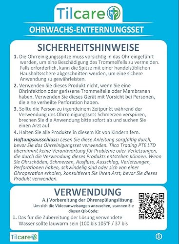 Miniatura 9 de Tilcare - Herramienta de eliminación de cera de oído, sistema de lavado de riego de oídos para adultos y niños, kit perfecto de limpieza de oídos