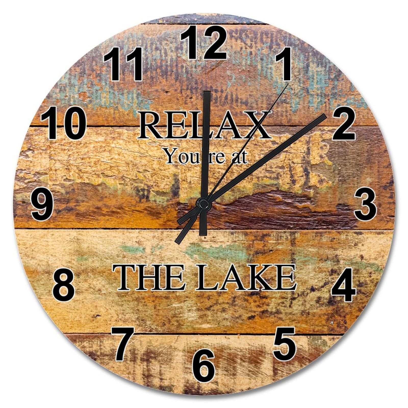 Horloge murale vintage 38 cm pour une déco de salon ambiance plage et chalet