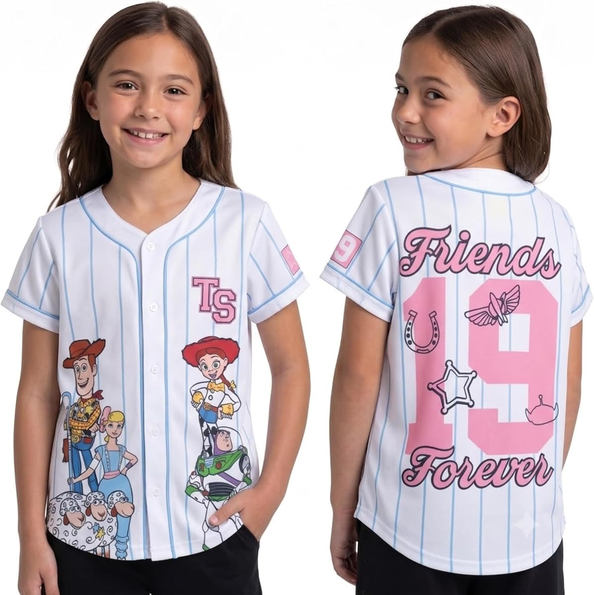 Camiseta de béisbol para niñas Mickey Mouse Lilo y Stitch Rayo McQueen