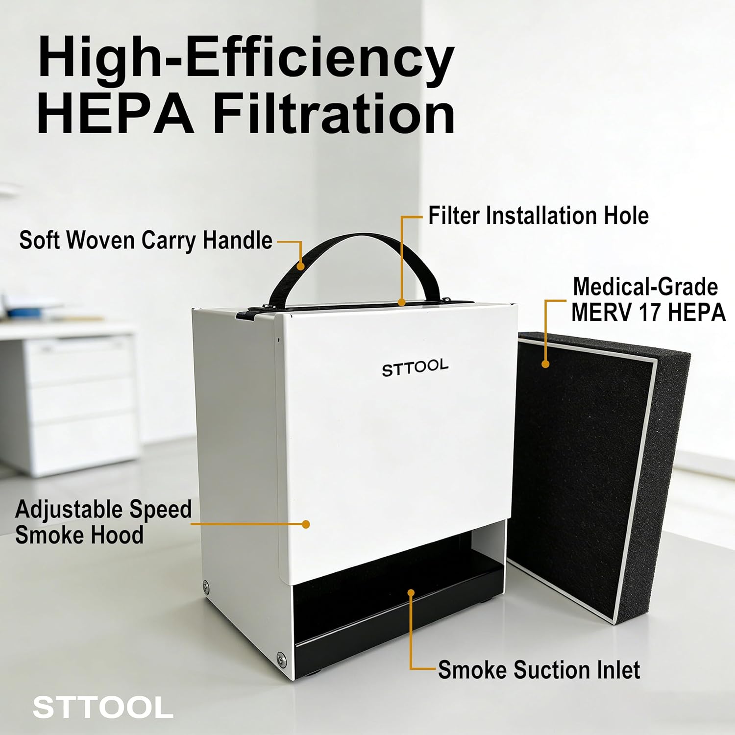 Upgraded Solder Fume Extractor, High Suction Smoke Purifier, Efficient HEPA Filtration, Portable Soldering Smoke Absorber & Remover, Also Works as a DIY Work Fan for Soldering Stations
