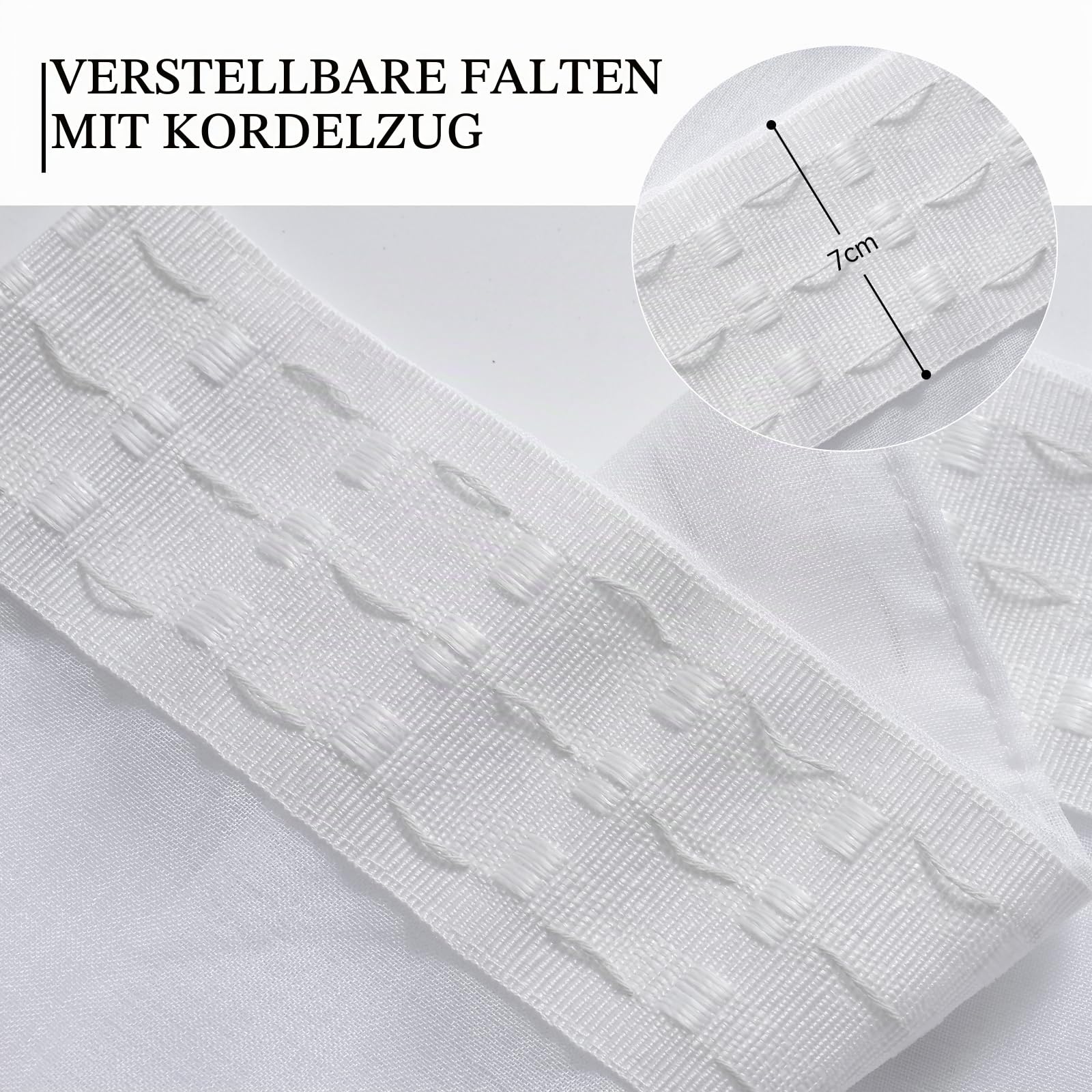 Softalker Vorhang 250 cm Lange Gardinen mit Kräuselband und Vorhänge Schlafzimmer Modern 300 cm Extra Breit Raumtrenner Vorhang Weiss Schlaufenschal 1 Stück Fertiggardine Gardine für Schienensystem