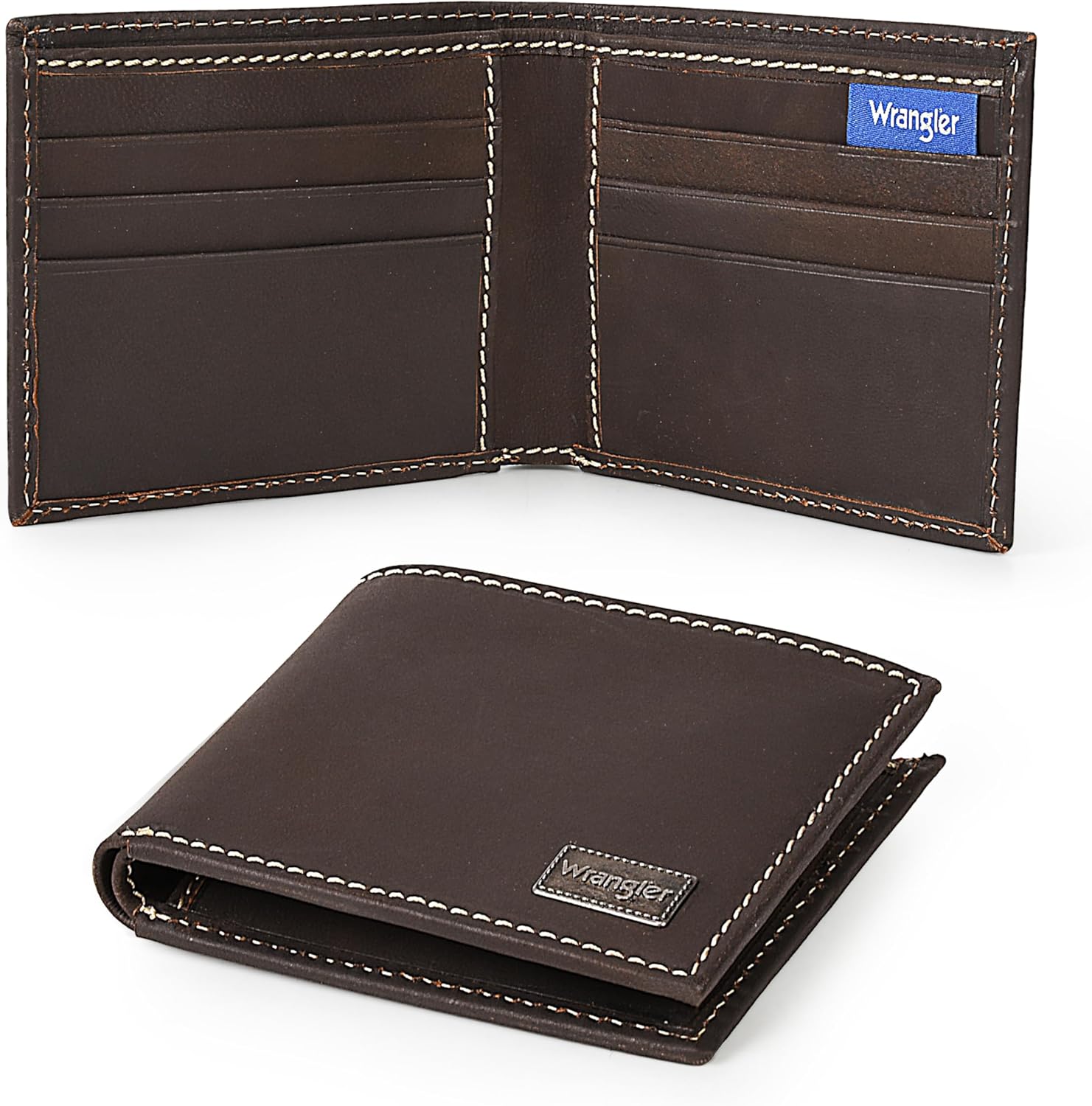 Wrangler Men's Bifold Wallet, Genuine Leather, Gift for Him - Image 2