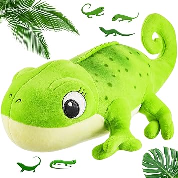 Zhanmai Chameleon Plush Toy Green Chameleon Stuffed Animal 11.8 Inches