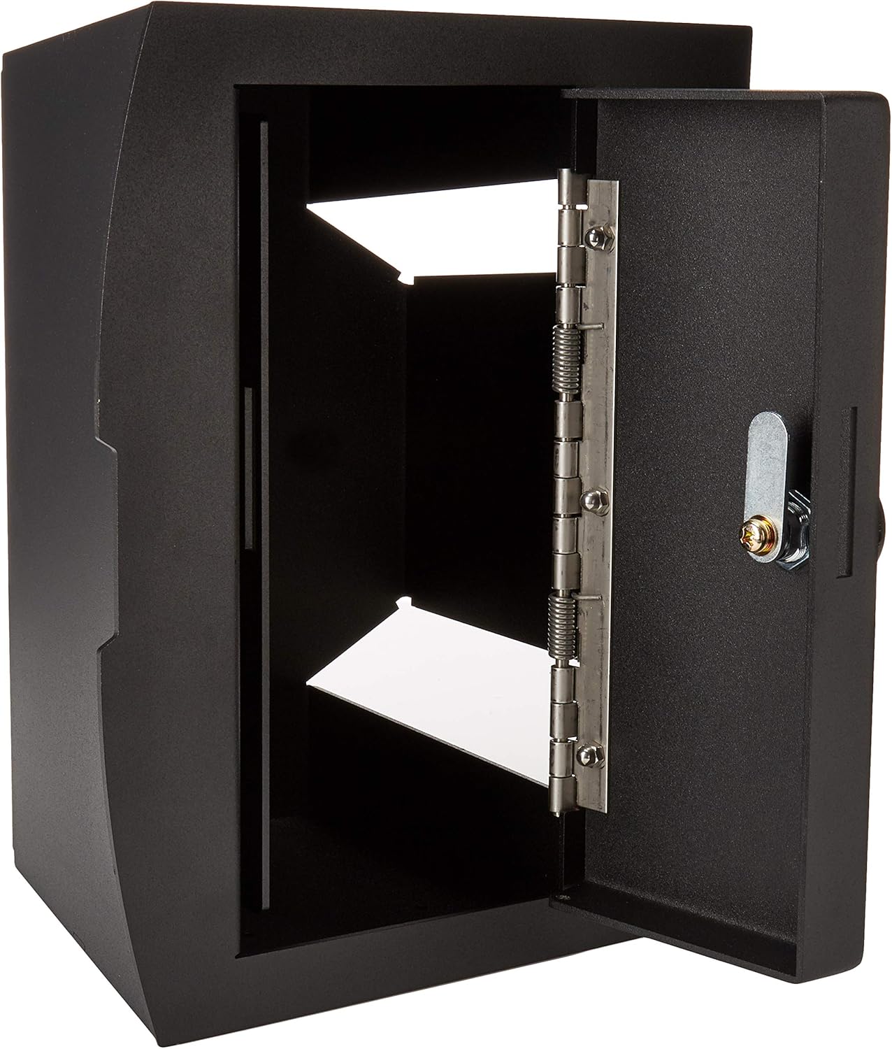 Lock'er Down Console Safe with the door open, showing the interior storage space.