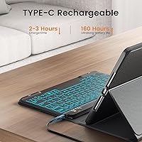 Vista 5 de OYEEICE Funda para iPad de 9ª generación con teclado de 10.2 pulgadas 2021, teclado BT desmontable con magnético, funda para iPad Air de 3ª