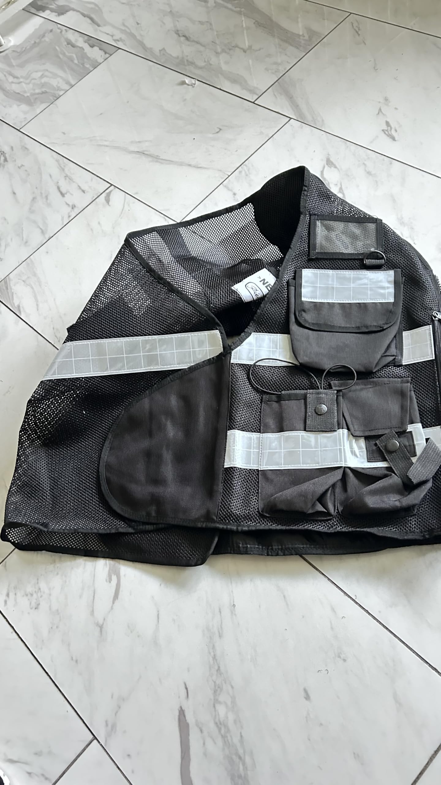 Pielini Sicherheitsweste Reflektierend Schwarz 200 + 2 Patch SECURITY | Verstellbar