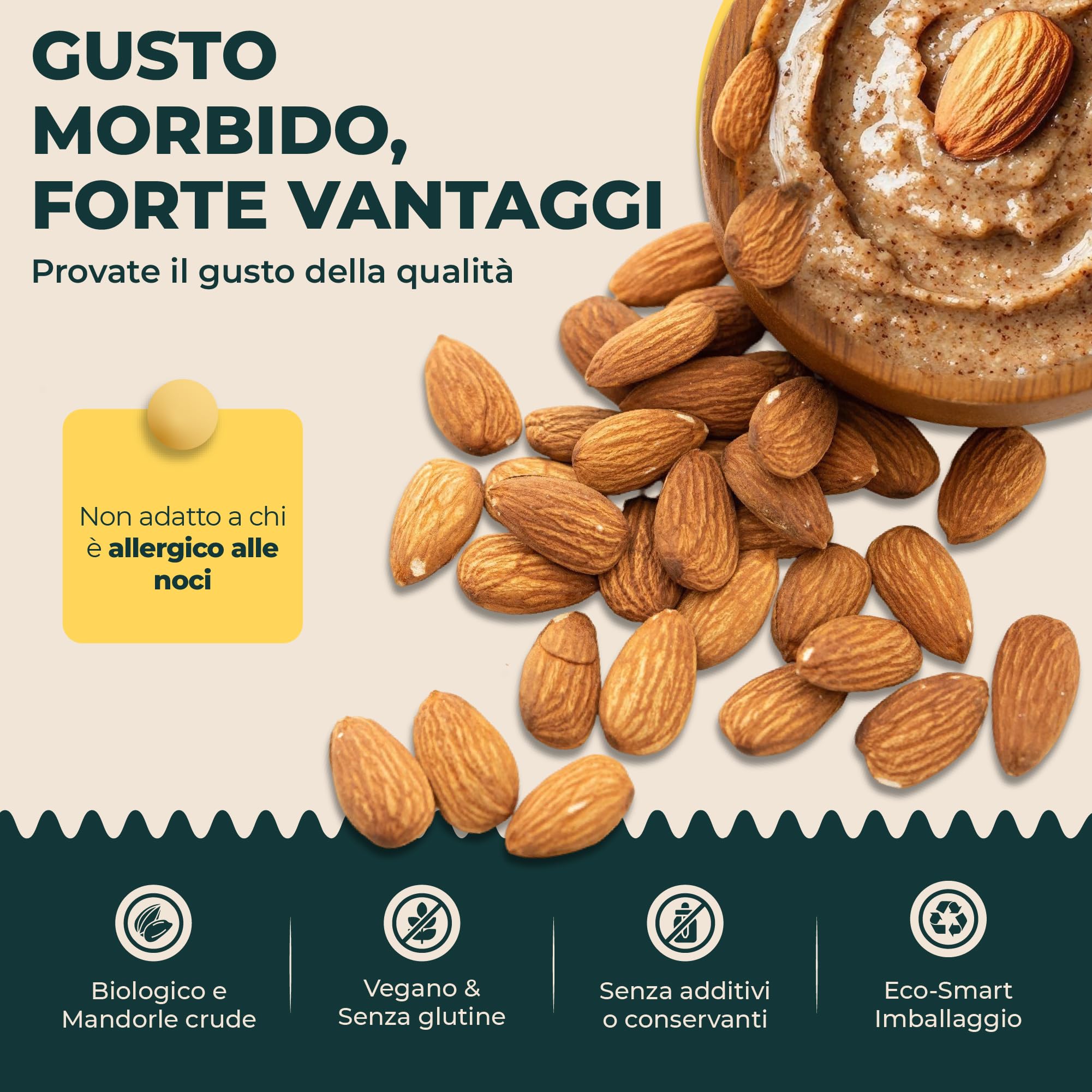 FOODIN Burro di Mandorle Marroni Bio in Vasetto di Vetro – 100% Mandorle Bio, Crema Spalmabile Naturale, Fonte di Proteine e Acidi Grassi, Senza Glutine, Vegano - (2 x 250 g)