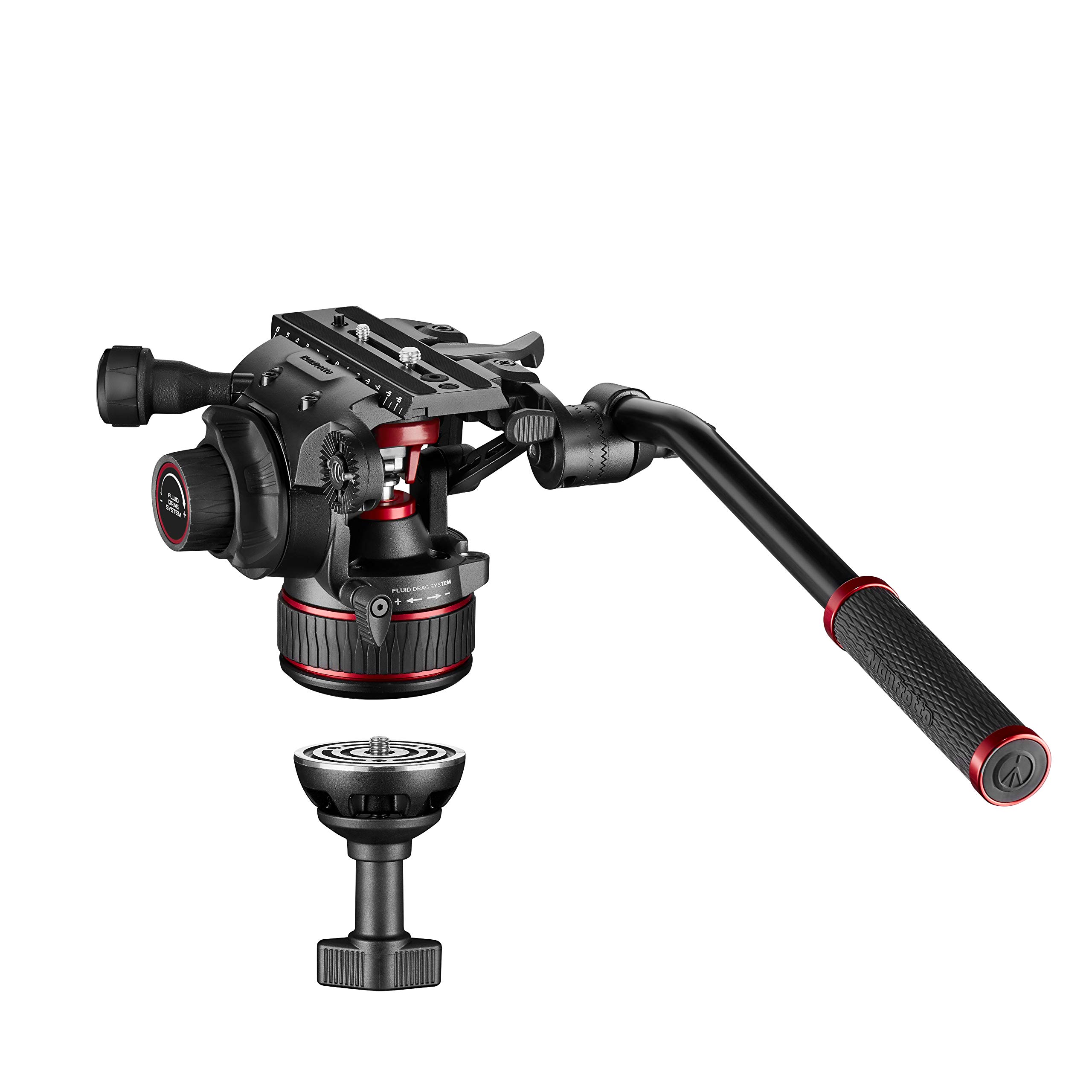 Manfrotto Rotule Vidéo Fluide 608-c Trépied Ultraléger Rapide Flexible 645 Double Tube Alu- Kit Professionnel Appareil Photo Reflex, Appareil Numérique, Vlogging- Charge ADM.14kg