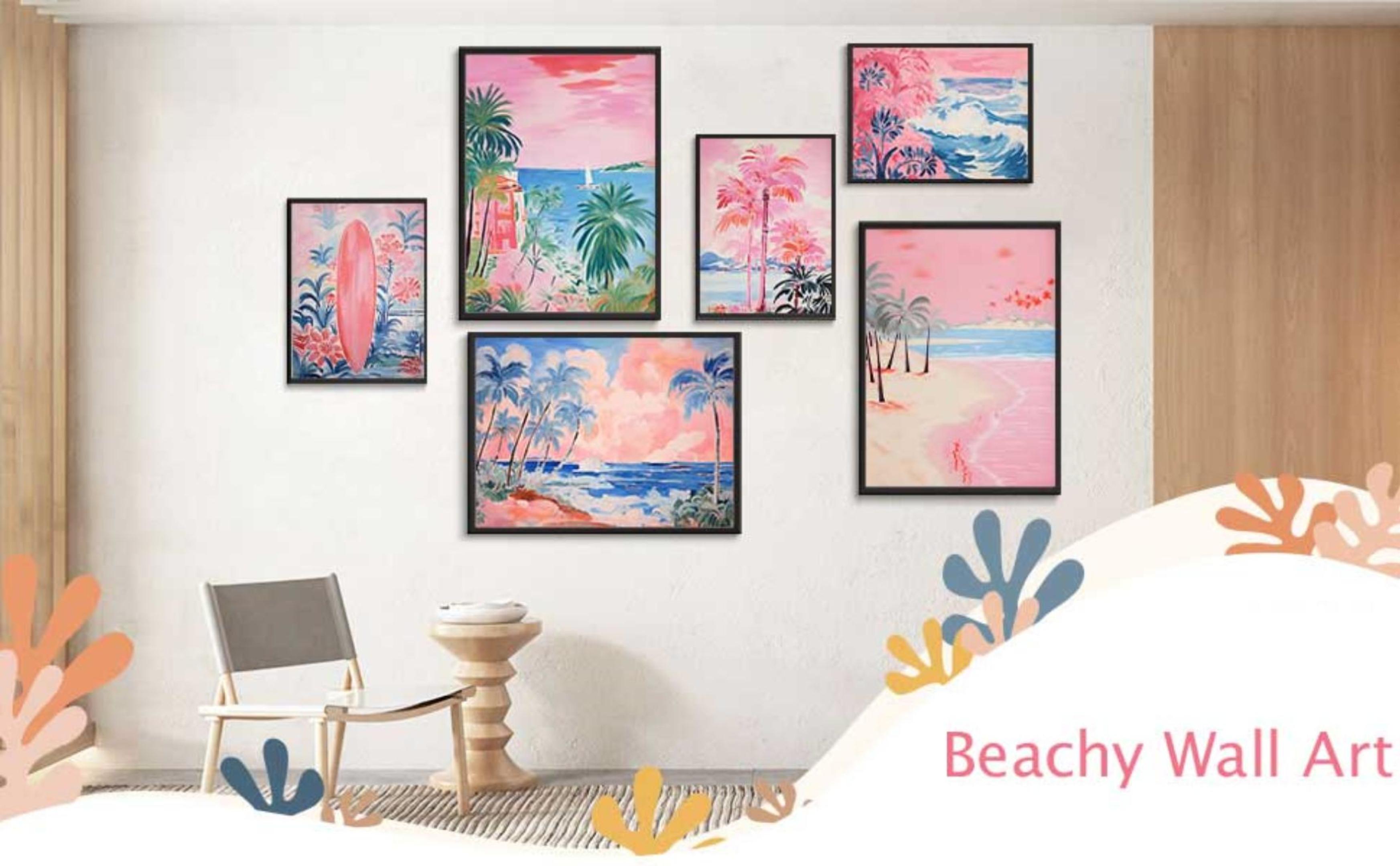 WEZADUK Poster Estetici Parete | Set Da 3 Stampe Artistiche "Meet Me At The Beachy" | Decorazione Costiera Per Camera Ragazze | 20x25 Cm Senza Cornice
