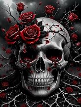 Halloween Diamond Art Kits for Adults Beginner - Rose Diamond Painting Kits for Adults, 5D Round Full Drill DIY Gem Art Paint by Diamonds 12x18 in