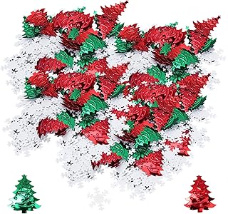60g Multicolor Snowflakes Confetti, Toothed Green/Red Toothed Christmas Tree Confetti, Christmas prinkles Confetti, for DIY Crafts, Party Decoration
