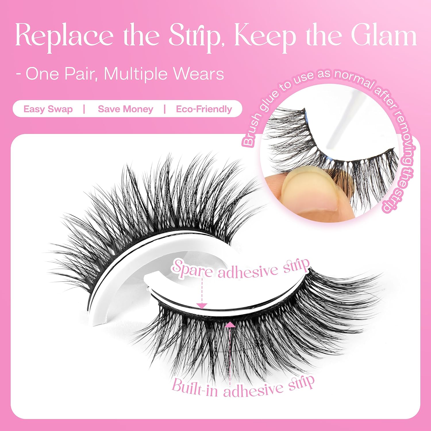 CALAILIS Self Adhesive Eyelashes Natural Look Wispy Press On Lashes No Glue Need Eyelashes 5 Pairs Reusable Cat Eye Self-adhesive False Lashes (B10) image 4