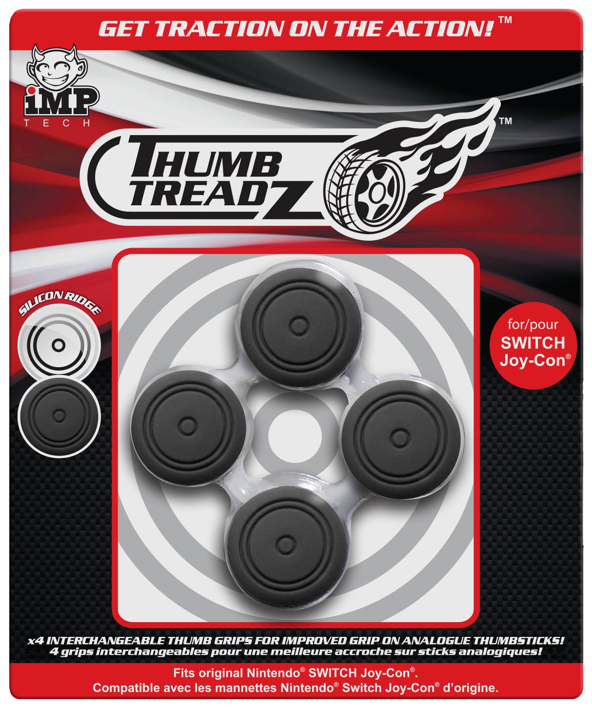 iMP TechTrigger Treadz: Thumb Treadz (4 Pack) [Black] /Switch