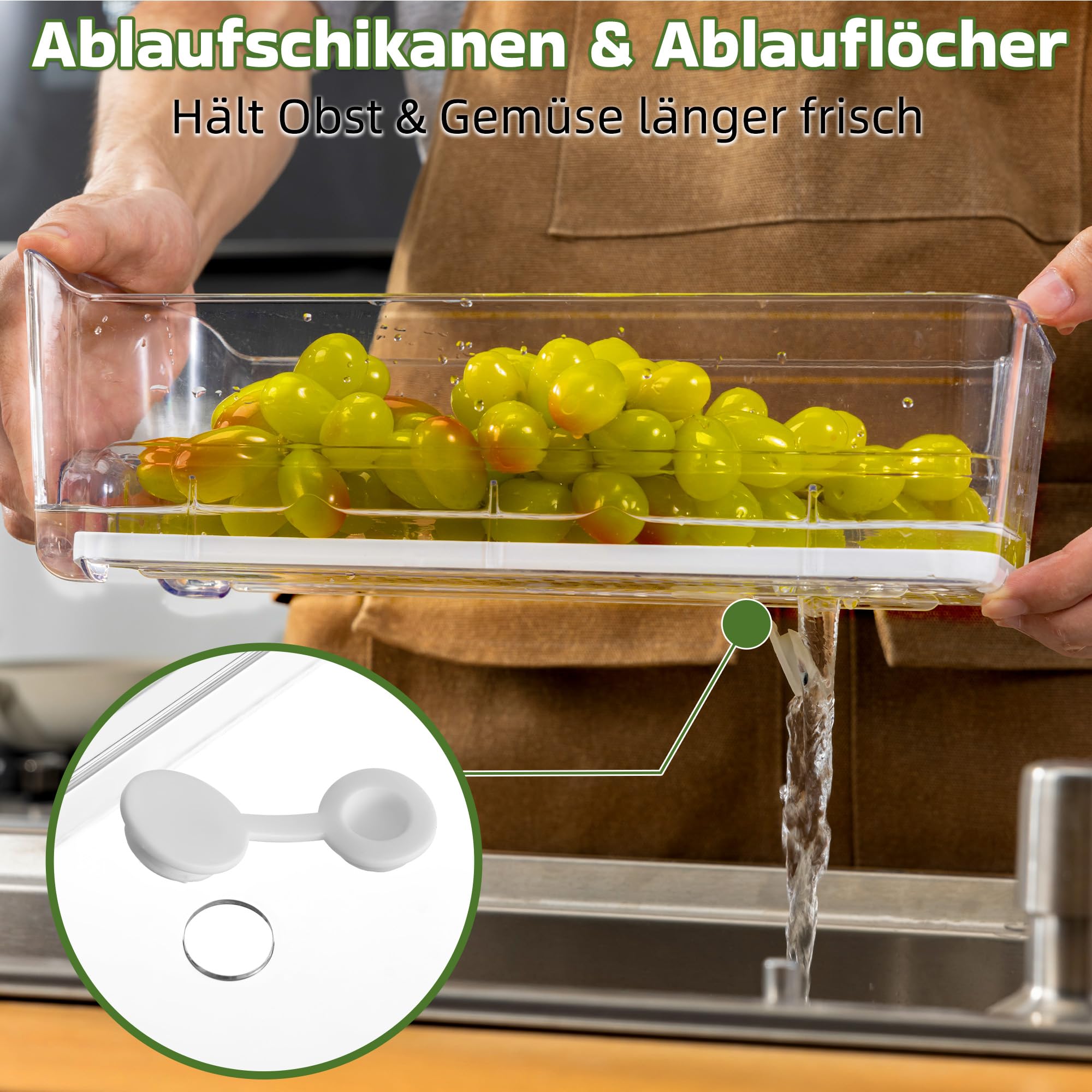 MIUKAA Kühlschrank Organizer Schublade, 4 Stück Doppelschichtige Stapelbar, Aufbewahrungsbox Kücheorganizer, Speisekammer Vorratsbehälter Durchsichtig Behälter für Kühlschrank, Küchen, Schränke