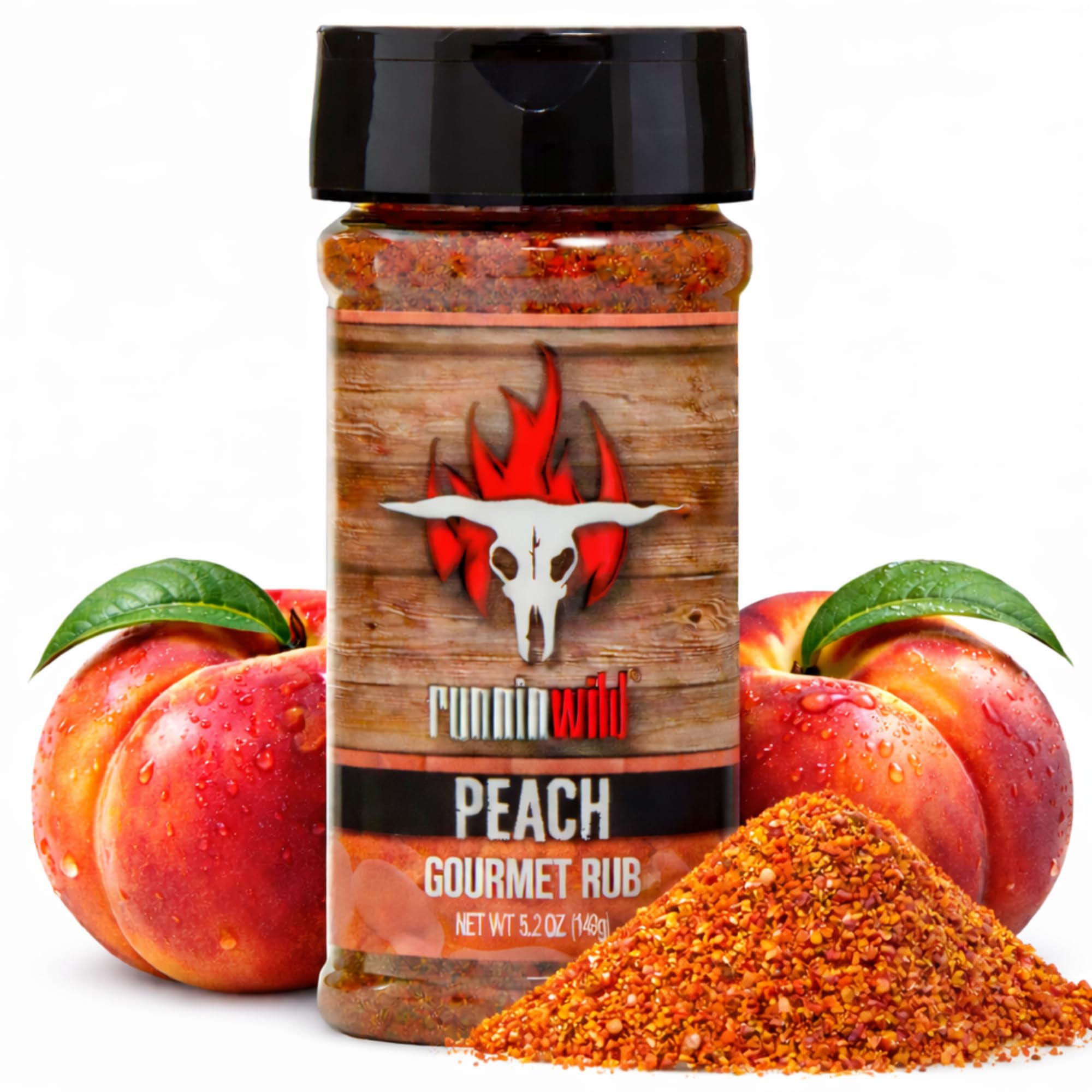 Gourmet BBQ Peach Rub Seasoning – Bursting with Sweet, Smoky & Bold Peach Flavor | Runnin' Wild Foods, 5.2 oz