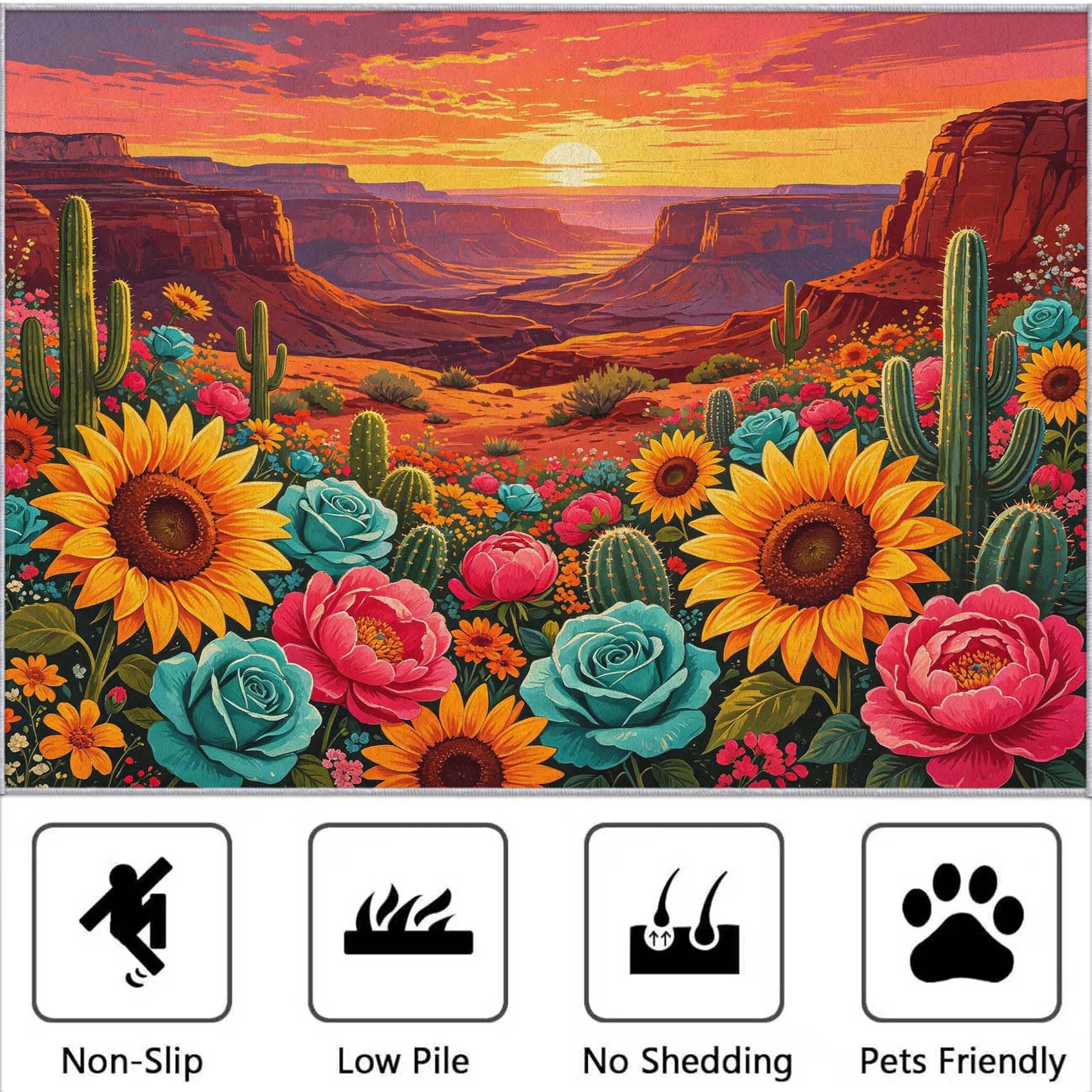 Tapis Carré 200x200 cm Canyon Ouest 3D Impression Decoration