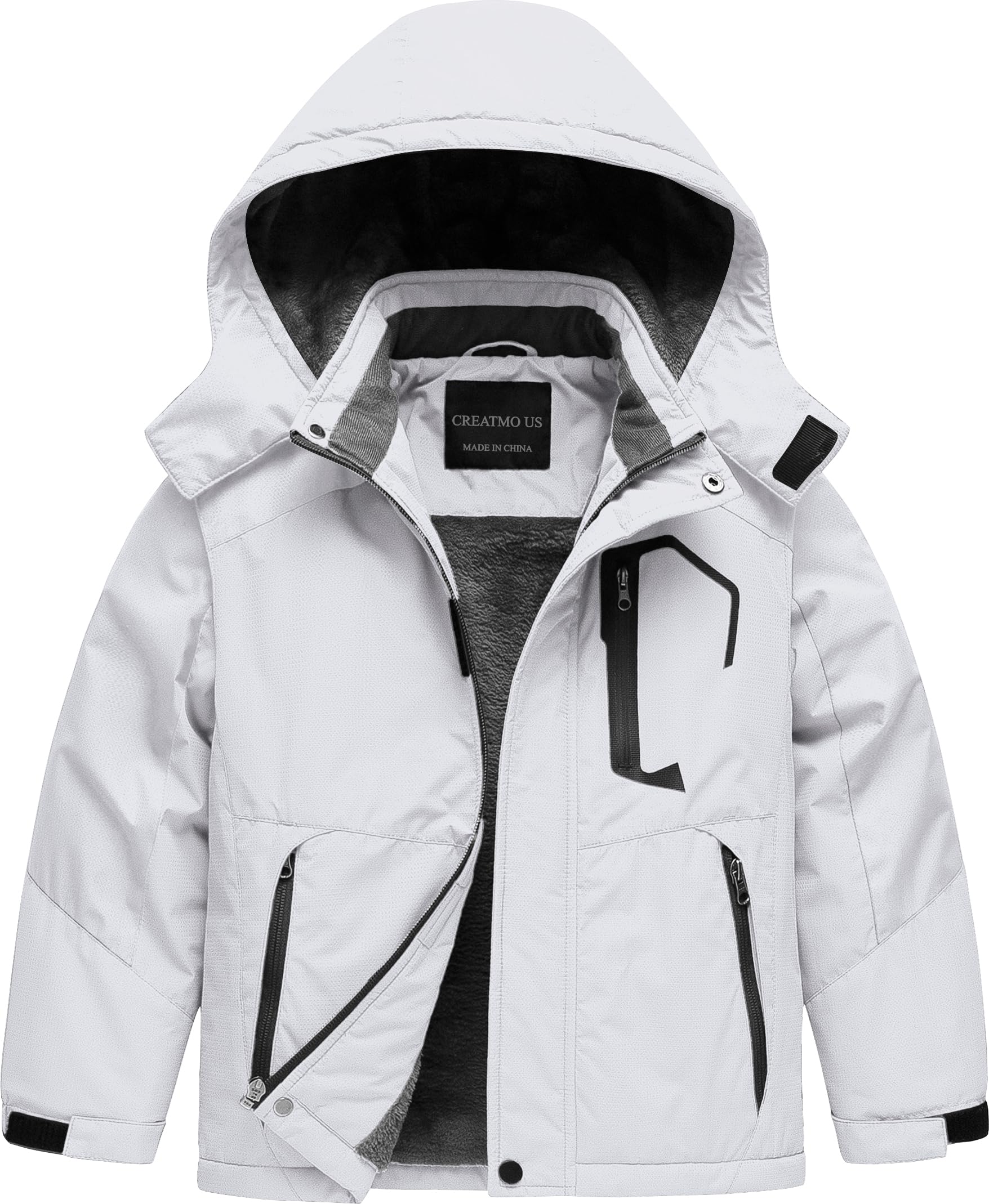 CREATMO US Boy's Waterproof Ski Jacket Warm Winter Snow Coat Windproof Snowboarding Rain Jacket