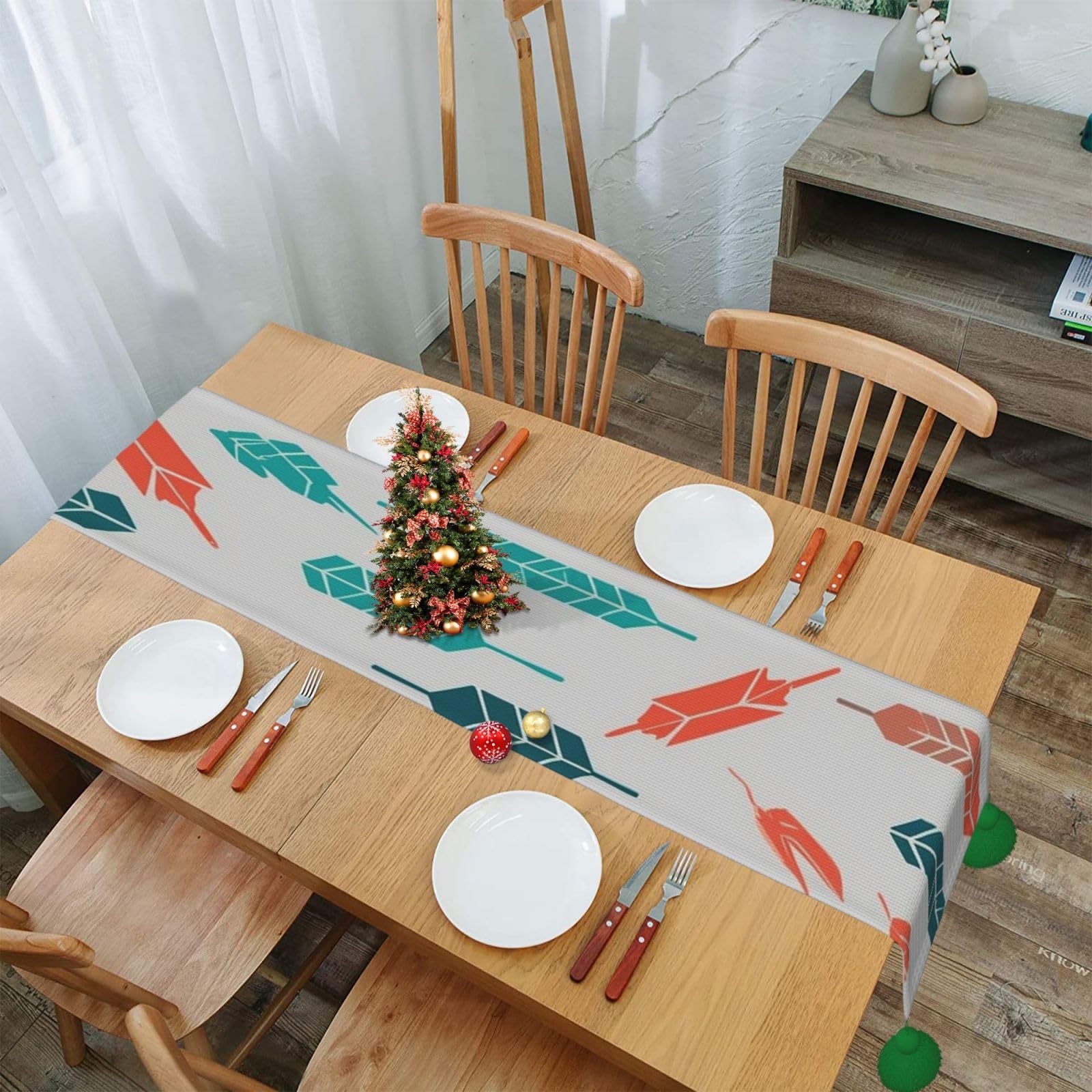 Chemin de table rustique corail et bleu sarcelle pour relooker votre table ennuyeuse