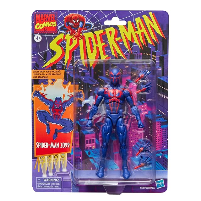 Marvel Legends Series, Spider-Man 2099, Figura Retro Coleccionable a Escala de 15 cm Inspirada en los cómics