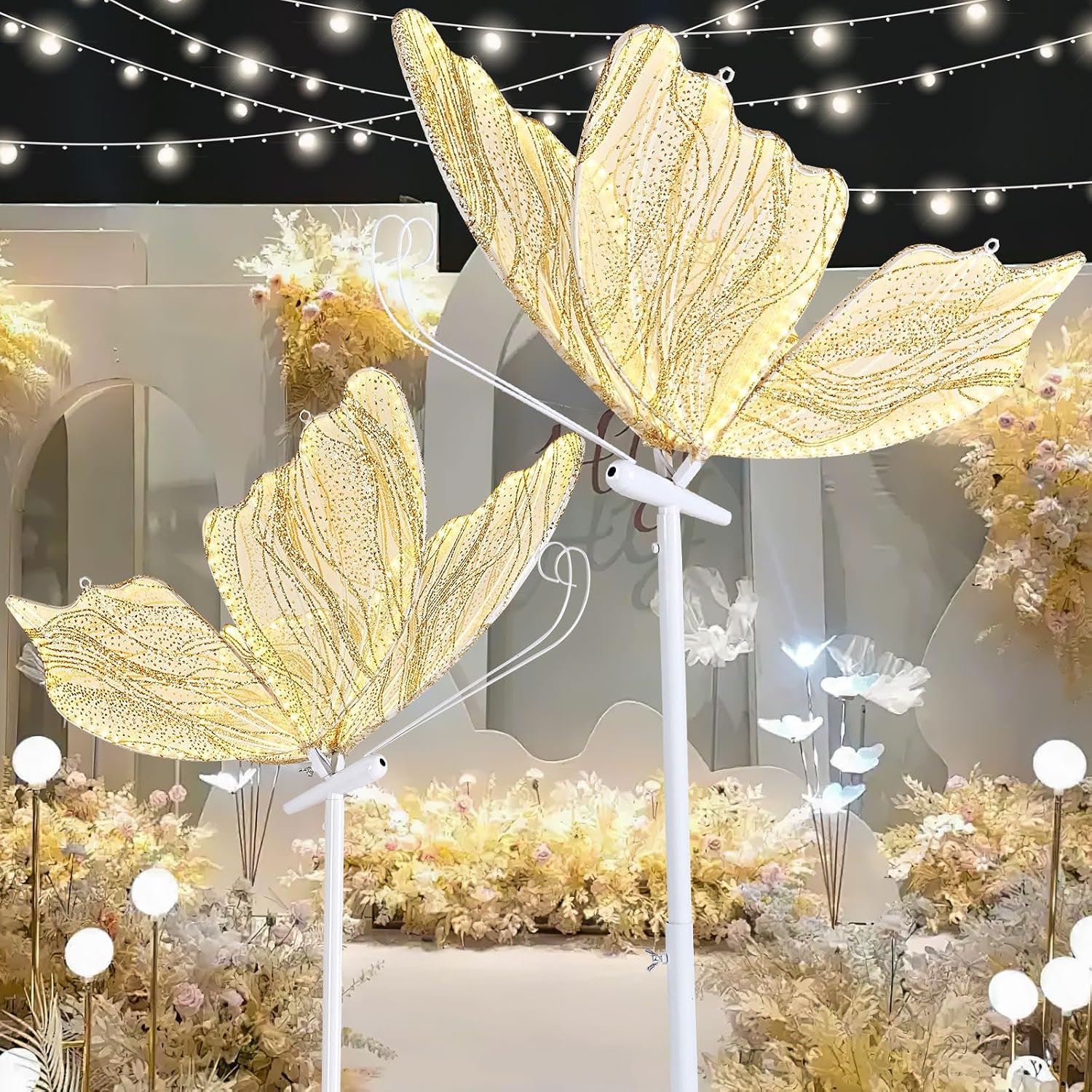 B-COOL Butterfly Floor Lamp Decoration: Birthday Party Lights Wedding Butterfly Ceiling Lamp Butterflies Chandelier Christmas Warm|Gold Led Decorative 60cm/23.6in & 1PCS