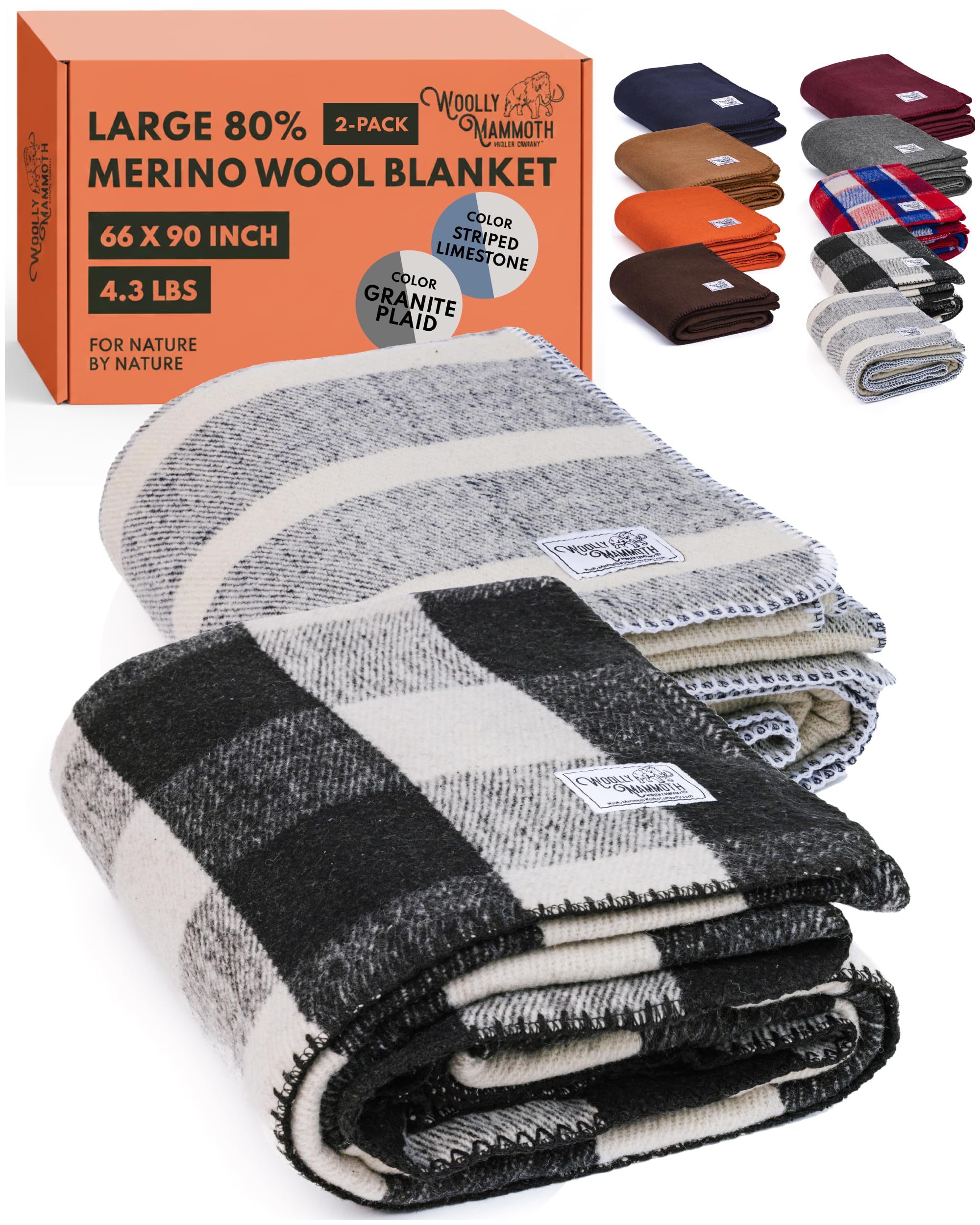 Buy Woolly Mammoth 80% Merino Wool Camping Blanket 2-pack