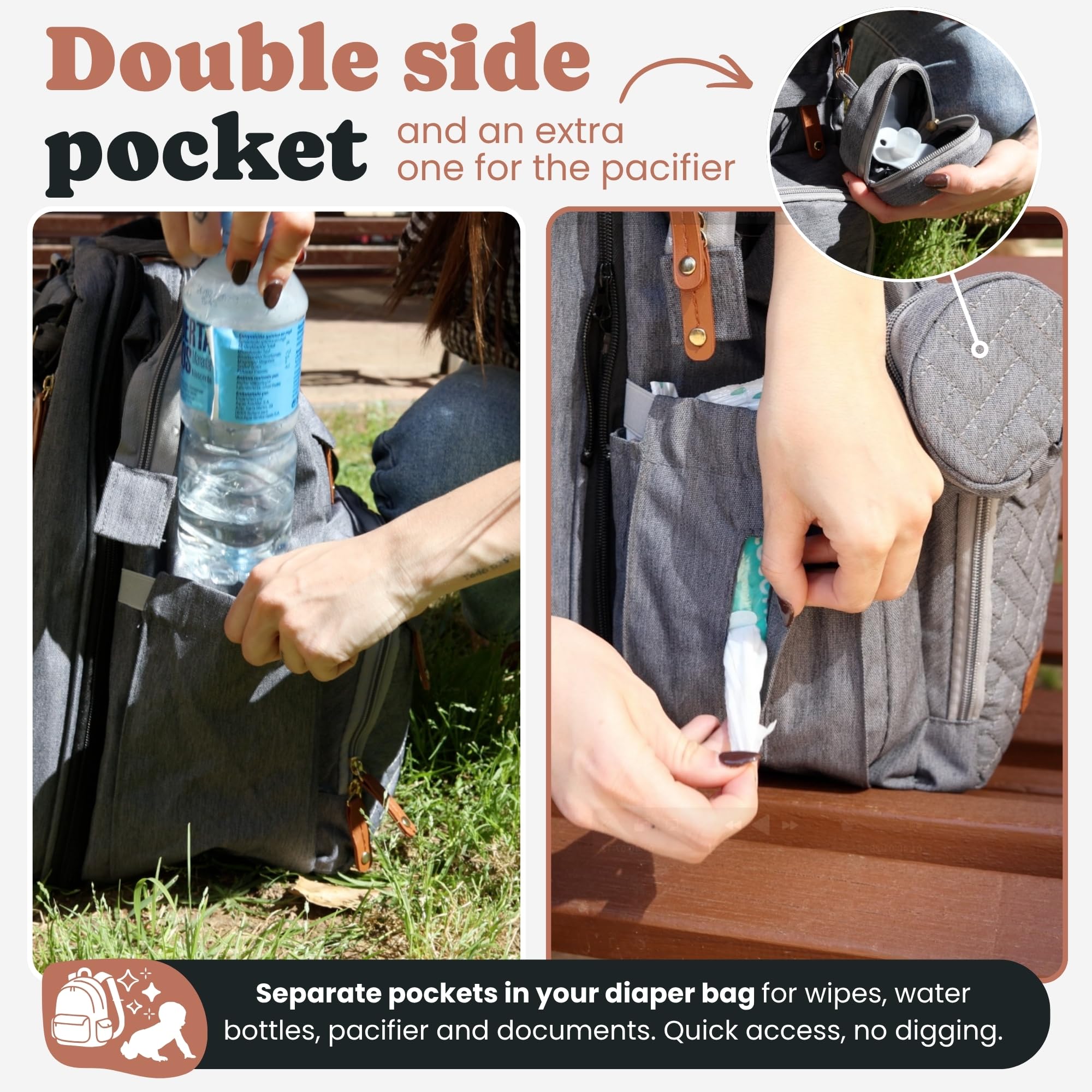 Mochila Bebe Pañalera con Cambiador Portátil - Mochila Carro Bebé Impermeable Gran Capacidad