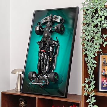 WETCEAOM Display Wallboard Compatible with Lego Technic Mercedes-AMG F1 W14 E Performance 42171 Car, Wall Art for F1 Car Wall Mount Display Frame Fans, No Model!