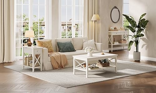 Miniatura 5 de ChooChoo Mesa auxiliar con estación de carga, mesa auxiliar estrecha con puertos USB y tomacorrientes, mesita de noche con cajón, para espacios