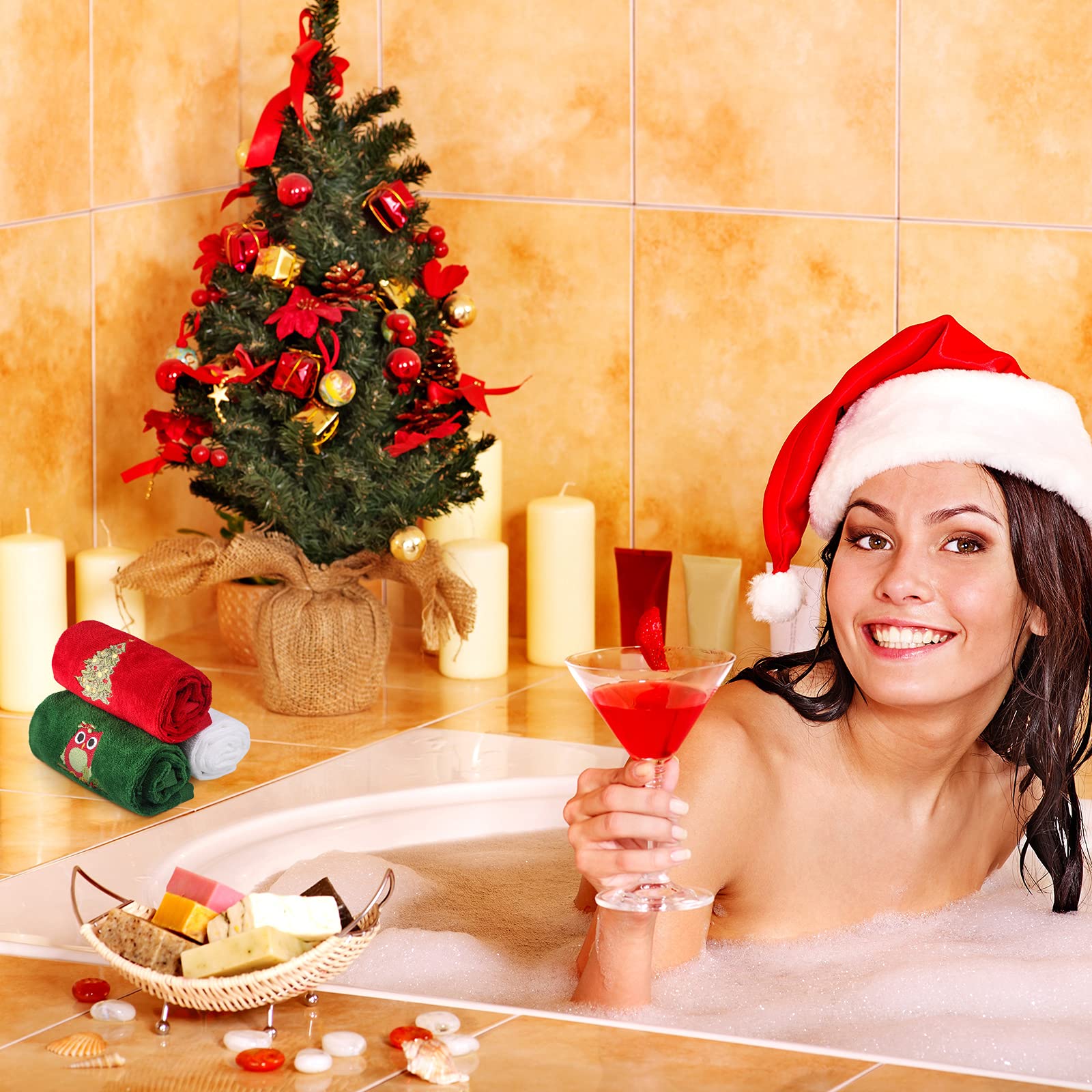 AZIDWERYQ 6pcs Serviettes De Noël, Serviettes De Bain Noël