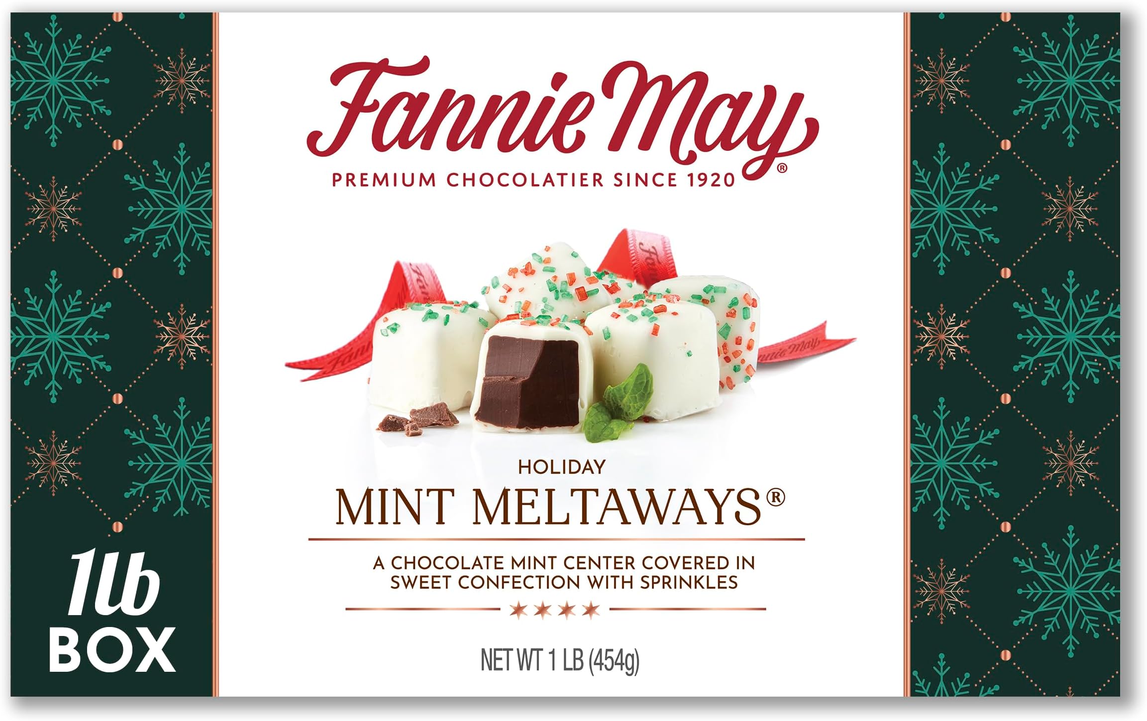 Fannie May, Premium Milk Chocolate, Mint Meltaways, Holiday