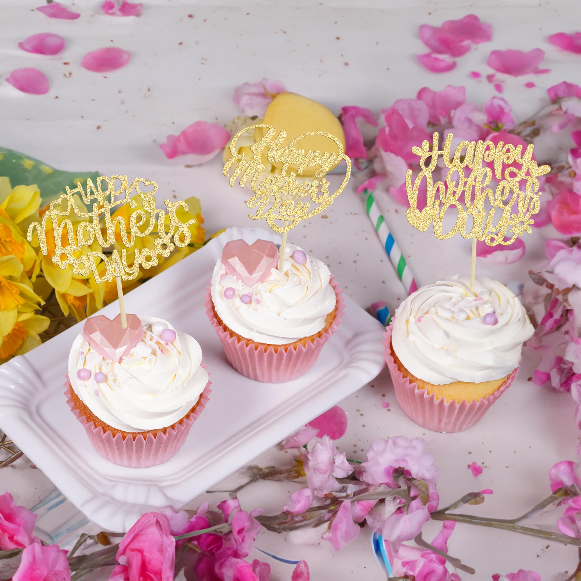 Kuchendekoration „Happy Mother’s Day“ – Glitterndes Herz-Aufsteller Mit „Best Mom Ever“ (16x20 Cm)