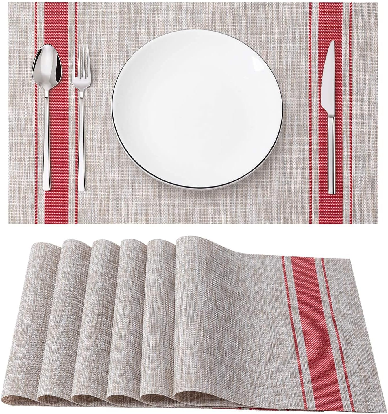 BIPASION Placemats Set of 6 for Dining Table NonSlip Heat Resistant