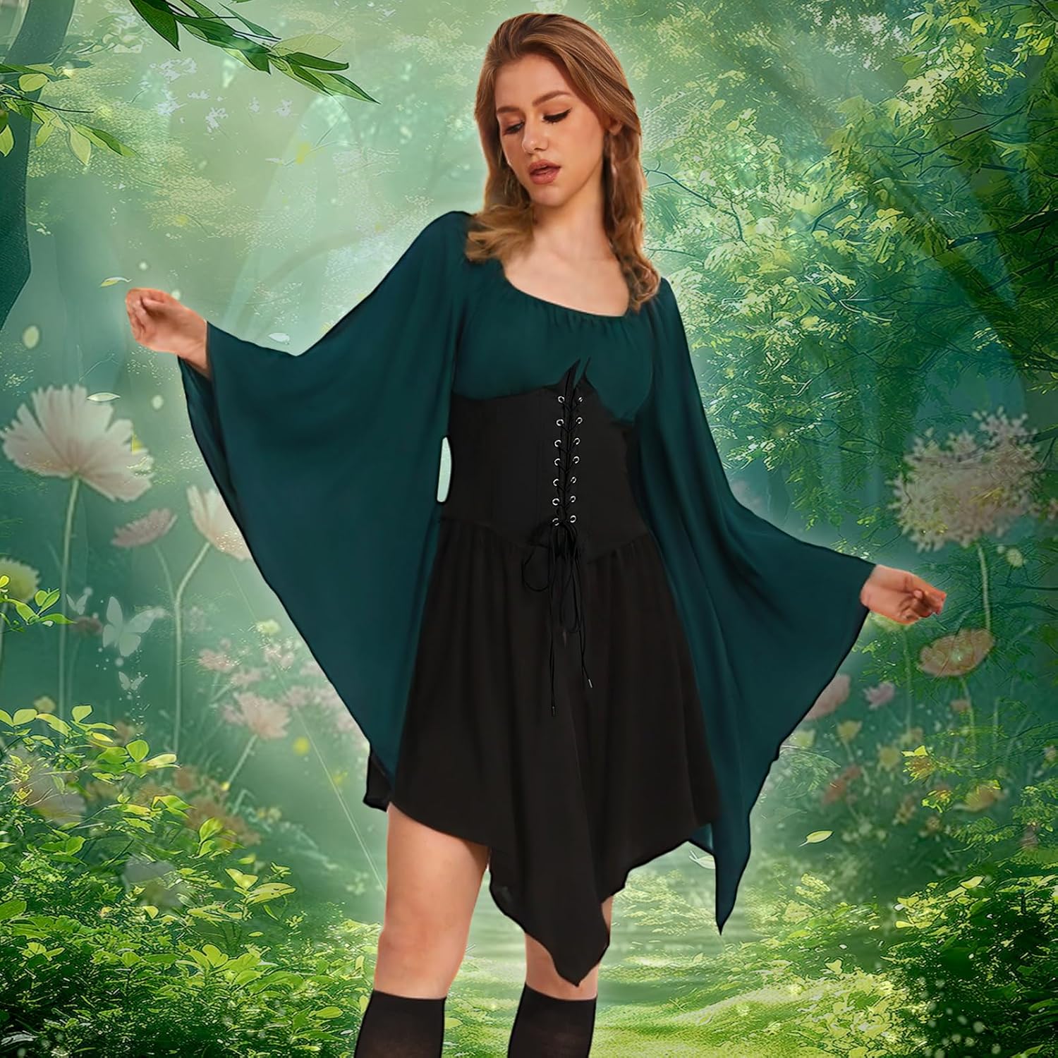 Women Elf Costume Renaissance Traditional Irish Dress,Medieval Dress, Women Costume Halloween Cosplay - Image 6