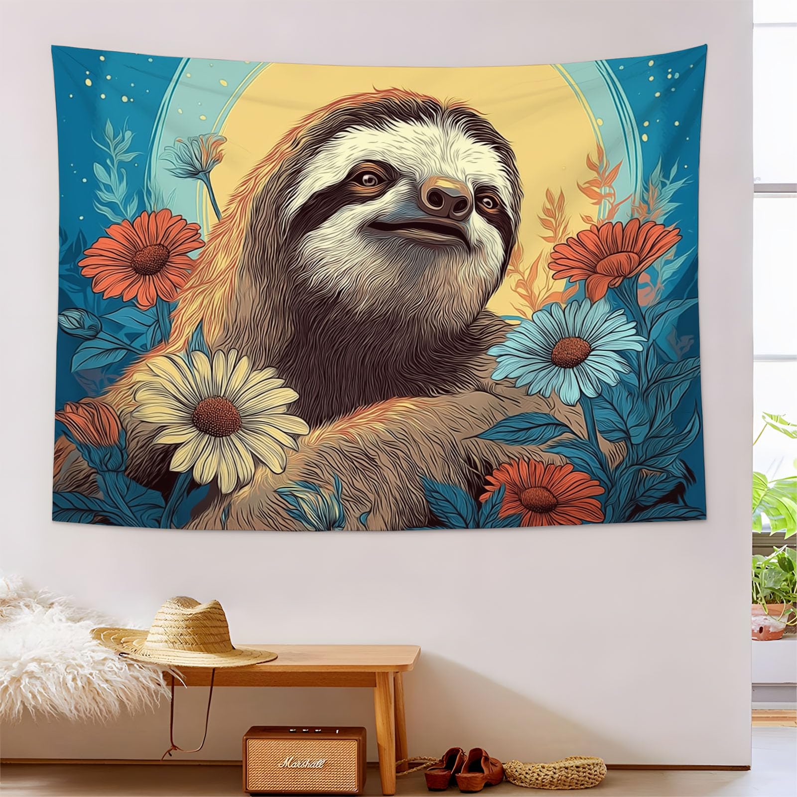 Tapiz de perezoso psicodélico de 150x230cm para decorar tu dormitorio 8
