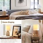 Ensemble de 2 lampes en rotin EJIAXIN, lampes de table mini de style ferme, lampes décoratives rustiques pour petites espaces, lampe de chevet de chambre, lampe de bureau