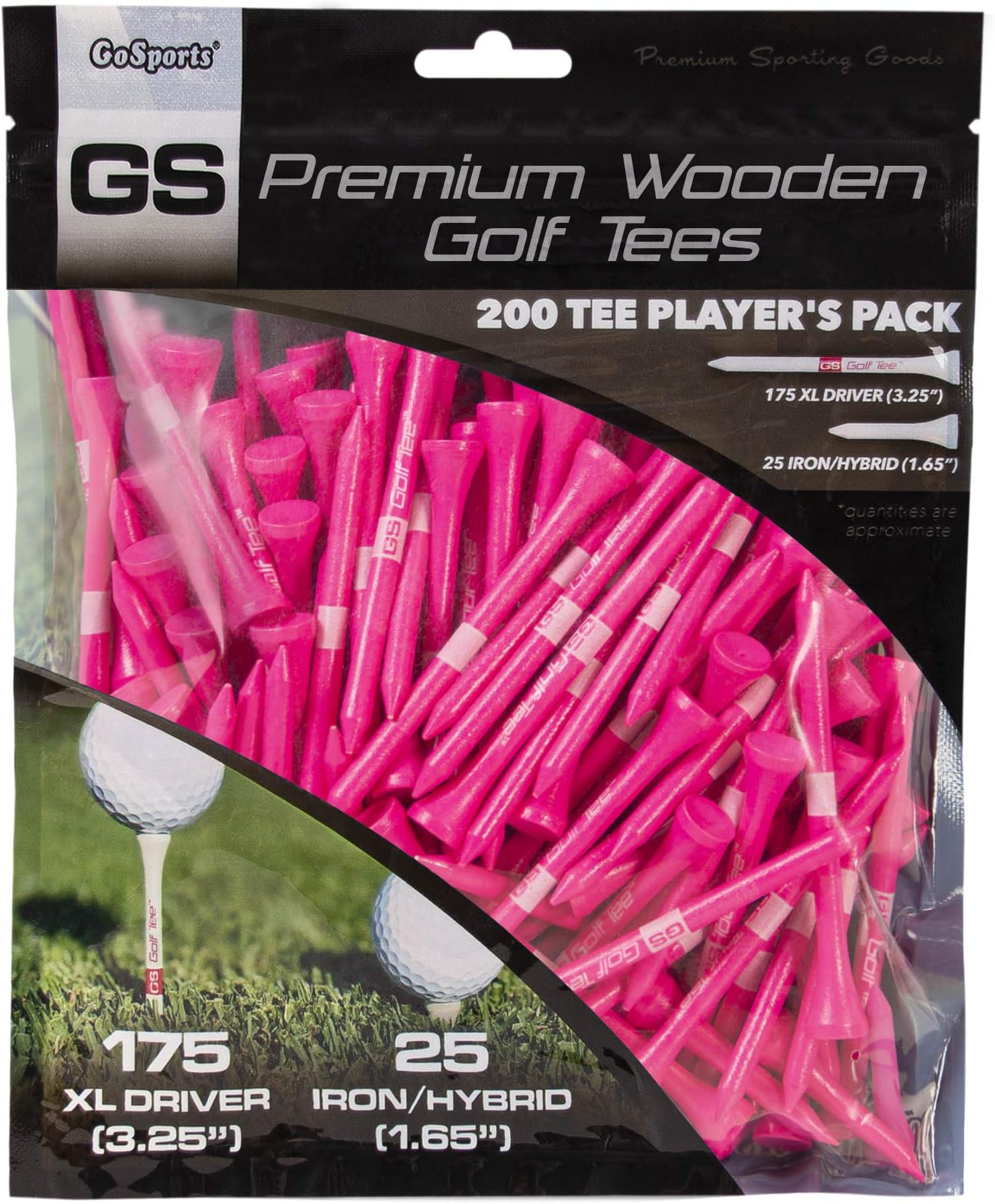 GoSports 8,3 cm XL-Premium-Holz-Golf-Tees 200 XL-Tees fr Spieler und Eisen-/Hybrid-Tees, whlen Sie Ihre Farbe