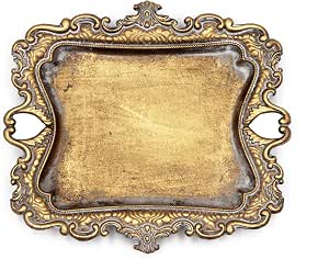 Vintage Small Gold Ring Dish, Birthday & Wedding Gifts for Women，Wedding Ring Tray - 5.3 x 4.5 inches