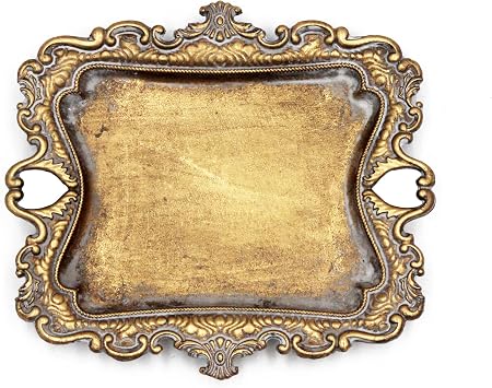 Tstarer Vintage Small White Ring Dish,Wedding Ring Tray Gold,1 Pack