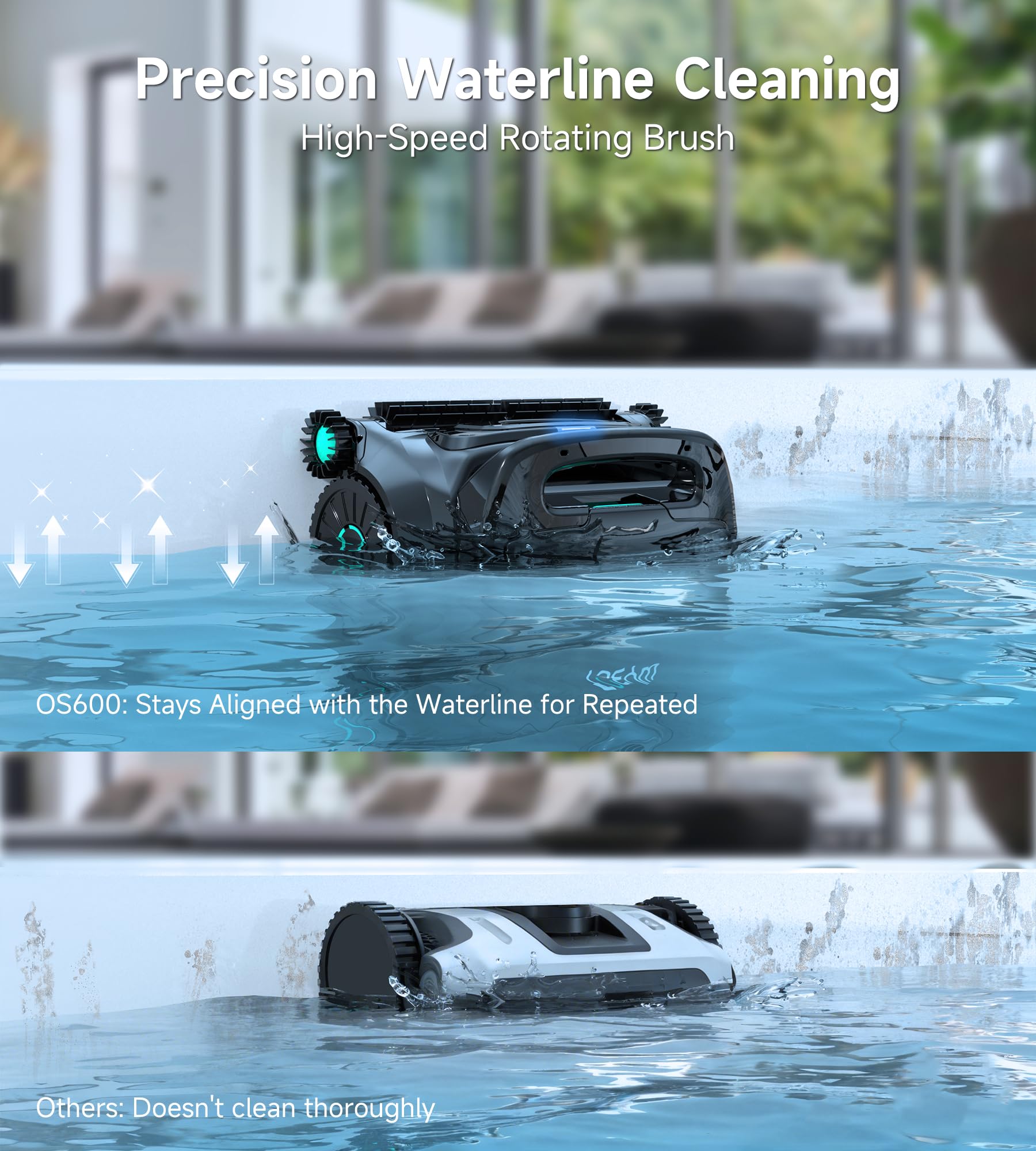 WYBOT OS600 Poolroboter Akku Für Wand Und Boden, Kabelloser Poolroboter Mit 120 Min Laufzeit, Intelligente Navigation, Auto-Park Für Inground- Und Aufstellpools,Schwarzgrün