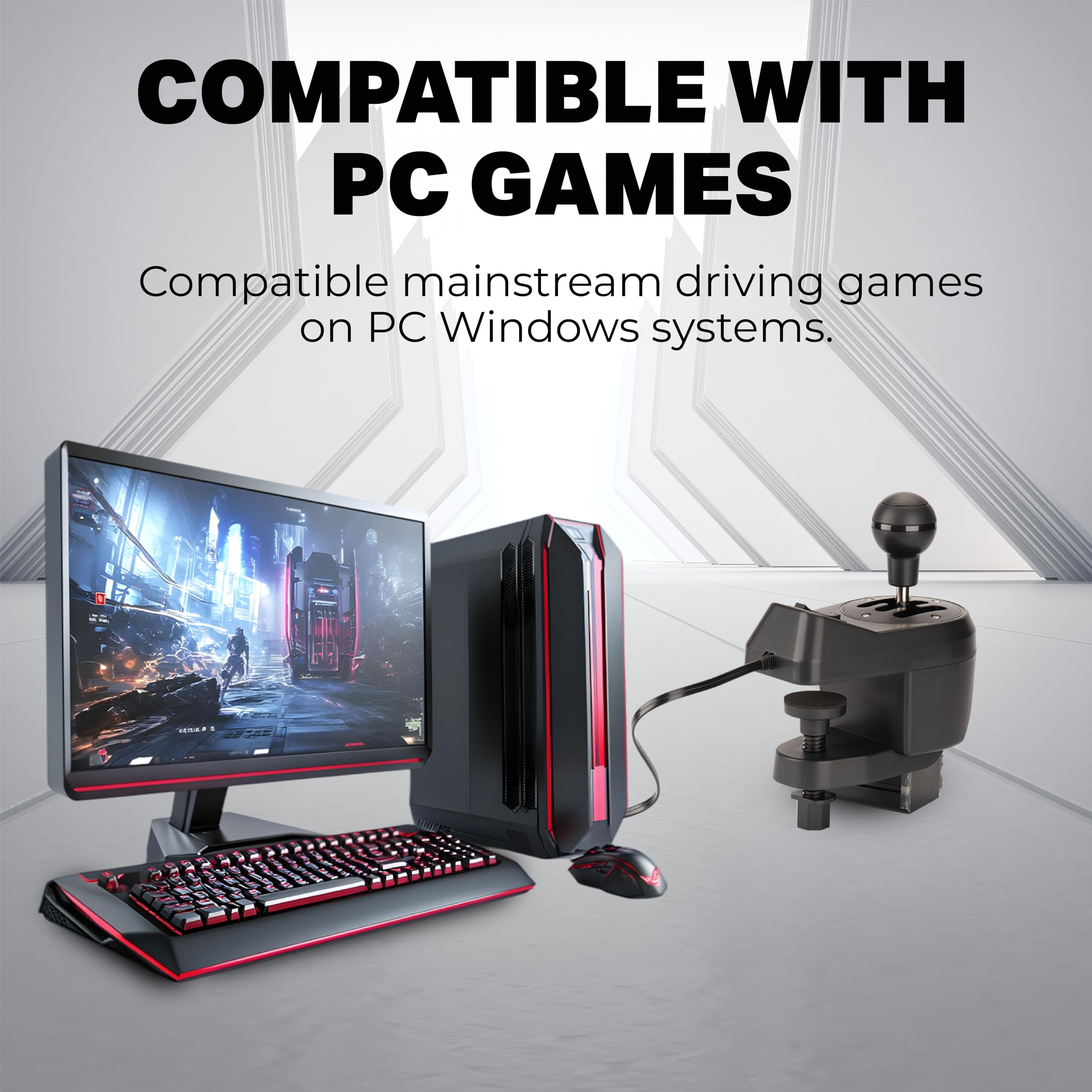 NITHO Palanca de Cambios USB para PC Sim Racing, Caja de Cambio Manual de 6 Velocidades con Marcha Atrás, Placas Intercambiables H-Pattern y Secuencial, Shifter para Volante para Windows PC