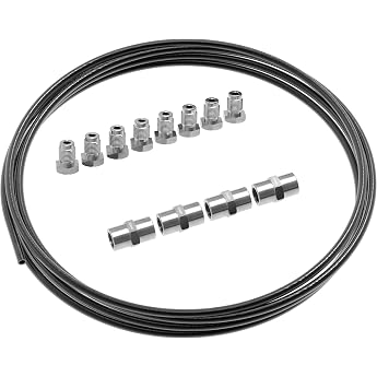 3 m Brake Line Diameter 4.75 mm Steel in Set + 8 Screws + 4 Connectors M10 x 1 DIN 74 234 Compliant Copper-Plated Steel Brake Tube in Assortment for Flaring F