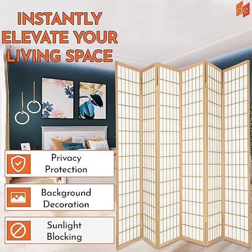 Miniatura 10 de Legacy Decor - Separador de habitación, de e 3, 4, 6, 5, 8 paneles de habitación, estilo Shoji, de 6 pies alto, Madera, Negro
