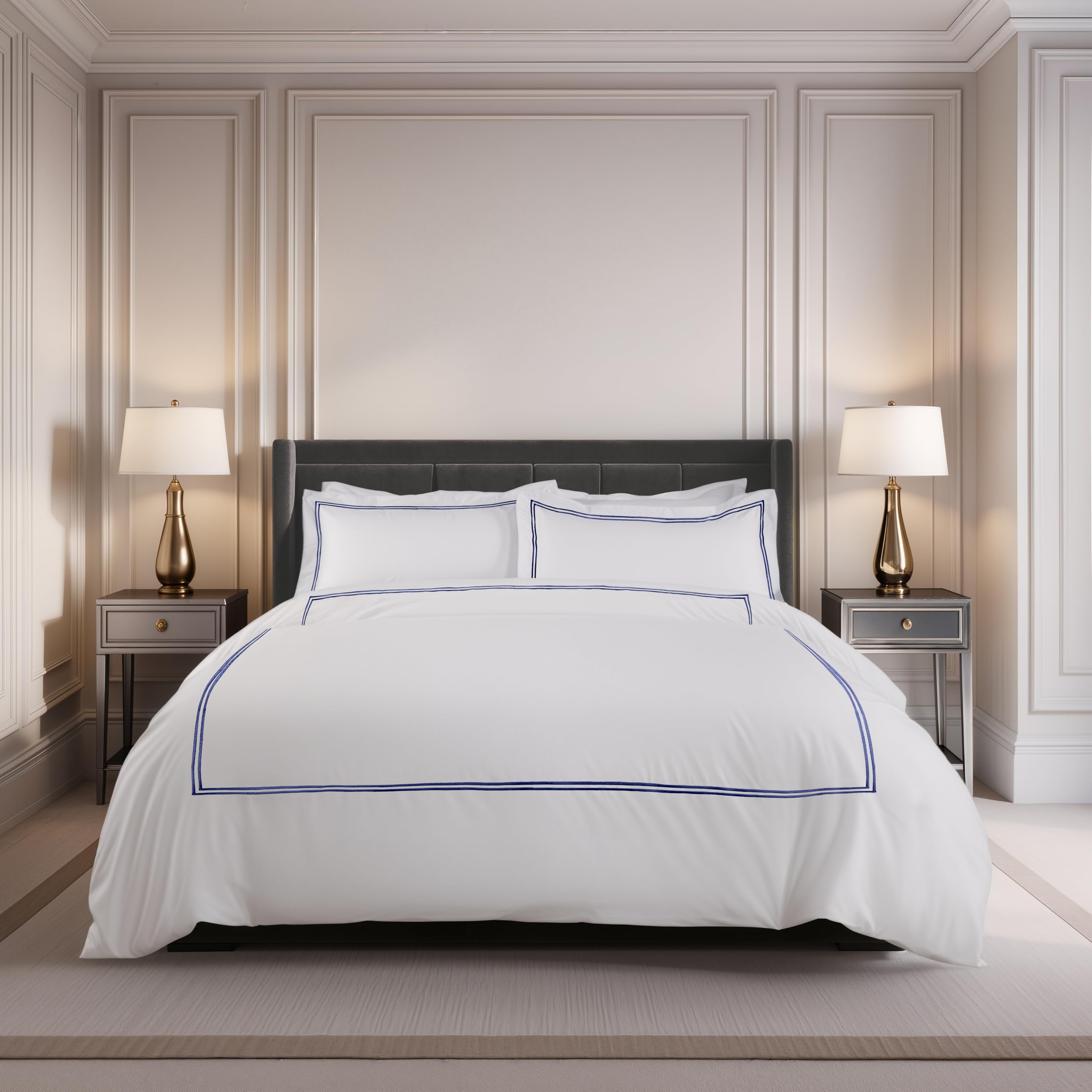 Emma Barclay  Blue Duvet Embroidered Set Oxford Pillowcases Mayfair in Size King, Sports Direct